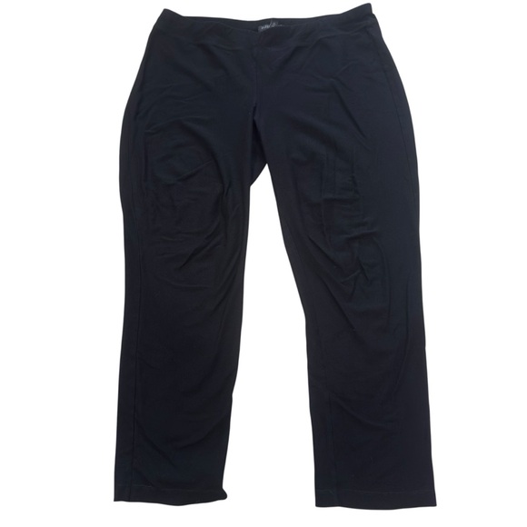 Eileen Fisher‎ Petite Black Pull On Straight Leg Pants Linen Blend PM - Picture 1 of 6